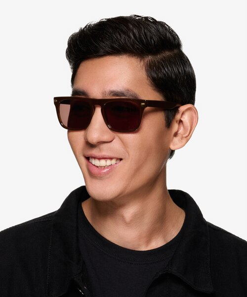 Poolside Brown Striped AcetateSunglass Frames for Men from EyeBuyDirect