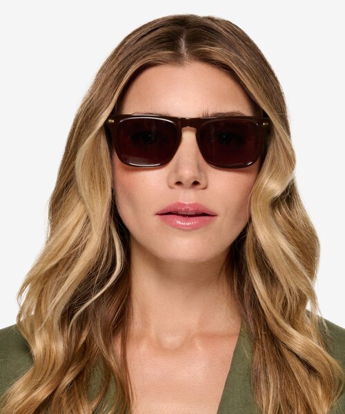 Poolside Brown Striped AcetateSunglass Frames for Women from EyeBuyDirect
