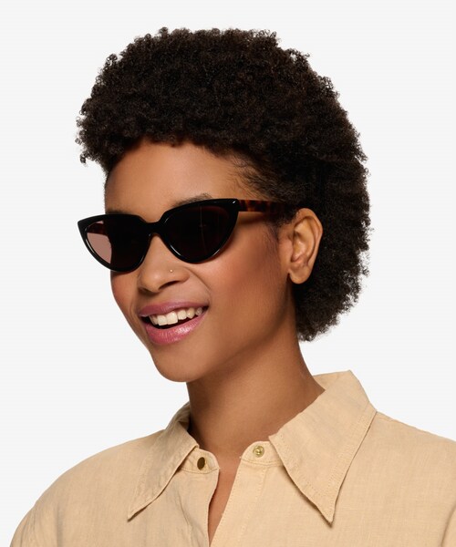 Ariana - Cat Eye Dark Tortoise Frame Sunglasses For Women