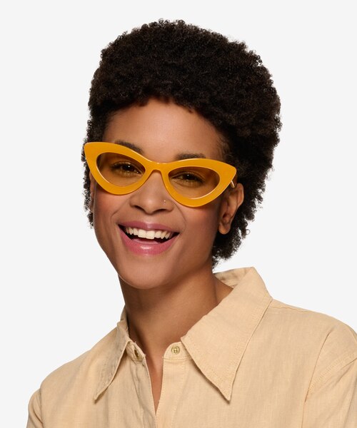 Francesca Crystal Yellow AcetateSunglass Frames for Women from EyeBuyDirect