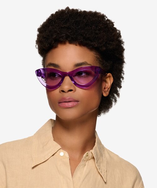 Francesca Crystal Purple AcetateSunglass Frames for Women from EyeBuyDirect