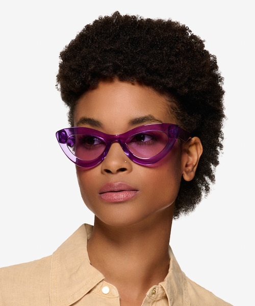 Francesca Crystal Purple AcetateSunglass Frames for Women from EyeBuyDirect