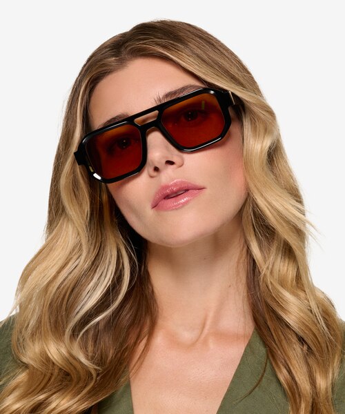 Modernist Black AcetateSunglass Frames for Women from EyeBuyDirect