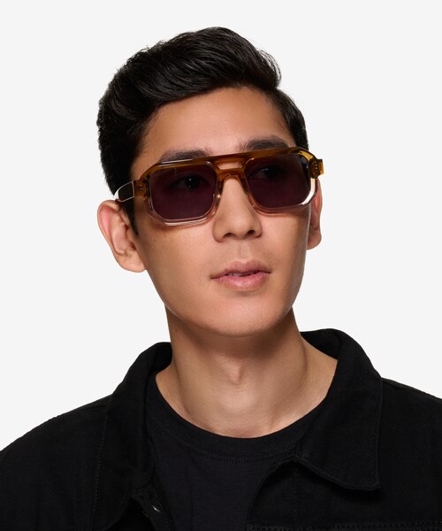 Modernist Gradient Brown Crystal AcetateSunglass Frames for Men from EyeBuyDirect