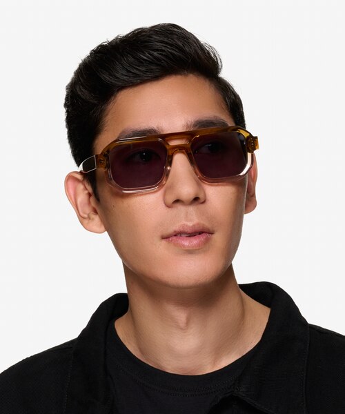 Modernist Gradient Brown Crystal AcetateSunglass Frames for Men from EyeBuyDirect
