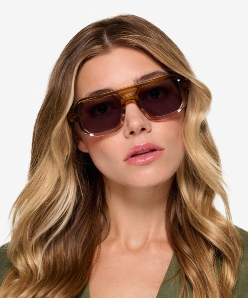 Modernist Gradient Brown Crystal AcetateSunglass Frames for Women from EyeBuyDirect