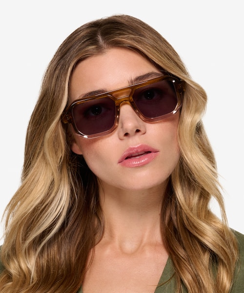 Modernist Gradient Brown Crystal AcetateSunglass Frames for Women from EyeBuyDirect