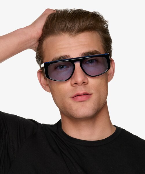 Skya Bilayer Black Blue AcetateSunglass Frames for Men from EyeBuyDirect