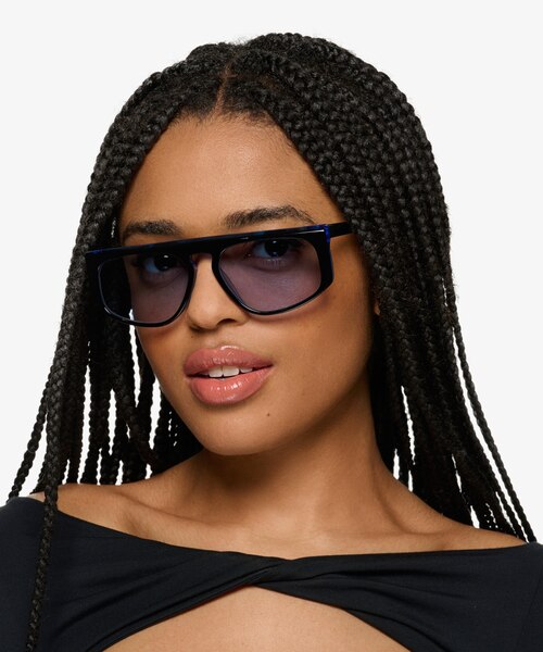 Skya Bilayer Black Blue AcetateSunglass Frames for Women from EyeBuyDirect