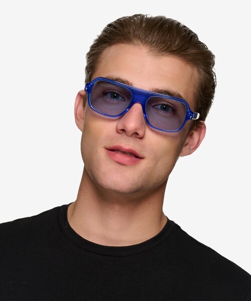 Felix Crystal Blue AcetateSunglass Frames for Men from EyeBuyDirect