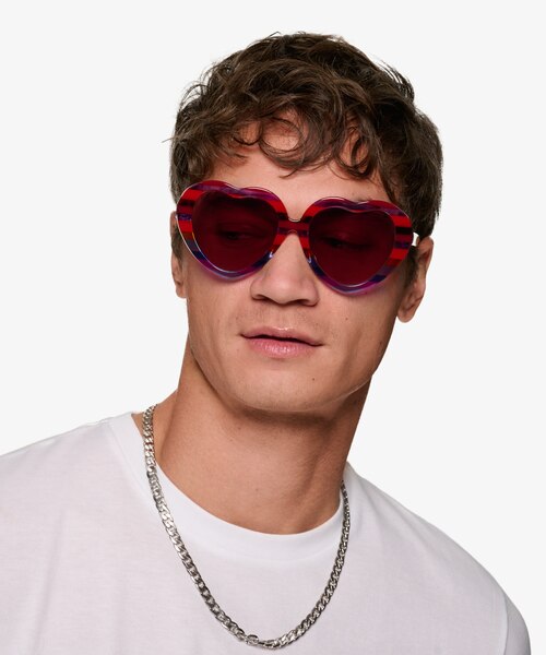 Euphoria Blue Red Rainbow AcetateSunglass Frames for Men from EyeBuyDirect