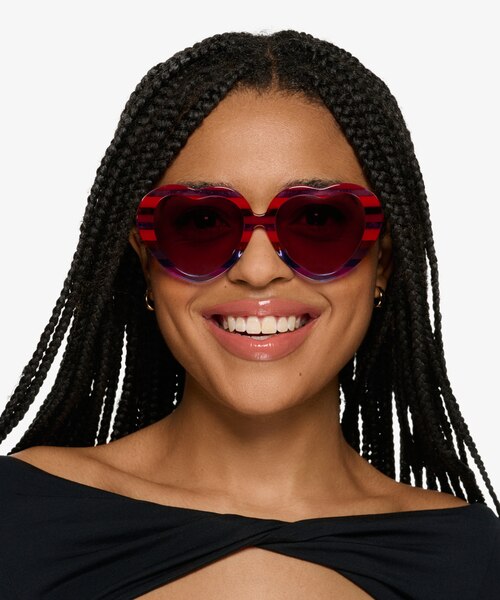 Euphoria Blue Red Rainbow AcetateSunglass Frames for Women from EyeBuyDirect