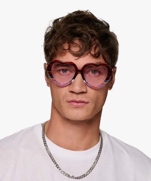 Euphoria Purple Striped AcetateSunglass Frames for Men from EyeBuyDirect