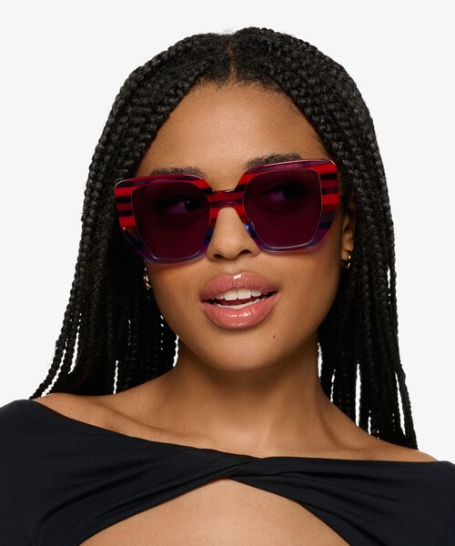 Glowing Blue Red Rainbow AcetateSunglass Frames for Women from EyeBuyDirect