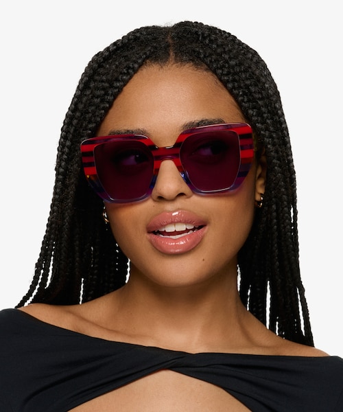 Glowing Blue Red Rainbow AcetateSunglass Frames for Women from EyeBuyDirect