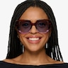 Glowing Purple Striped AcetateSunglass Frames for Women from EyeBuyDirect