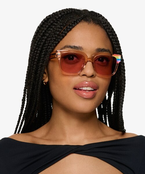 Powerful Clear Champagne AcetateSunglass Frames for Women from EyeBuyDirect