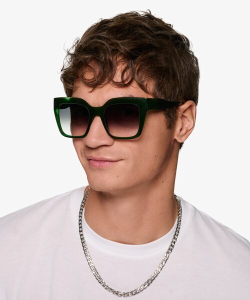 Sprout Crystal Green PlasticSunglass Frames for Men from EyeBuyDirect