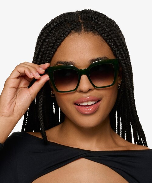 Sprout Crystal Green PlasticSunglass Frames for Women from EyeBuyDirect