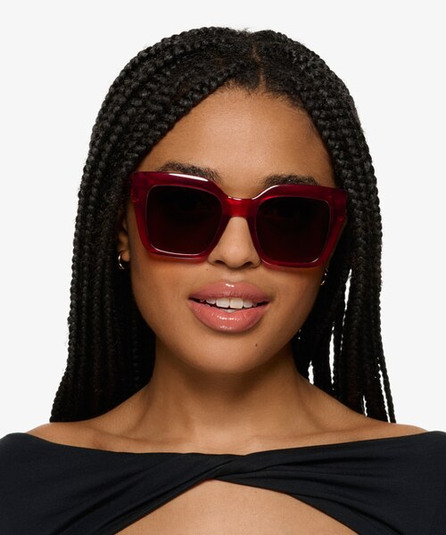 Sprout Crystal Red PlasticSunglass Frames for Women from EyeBuyDirect