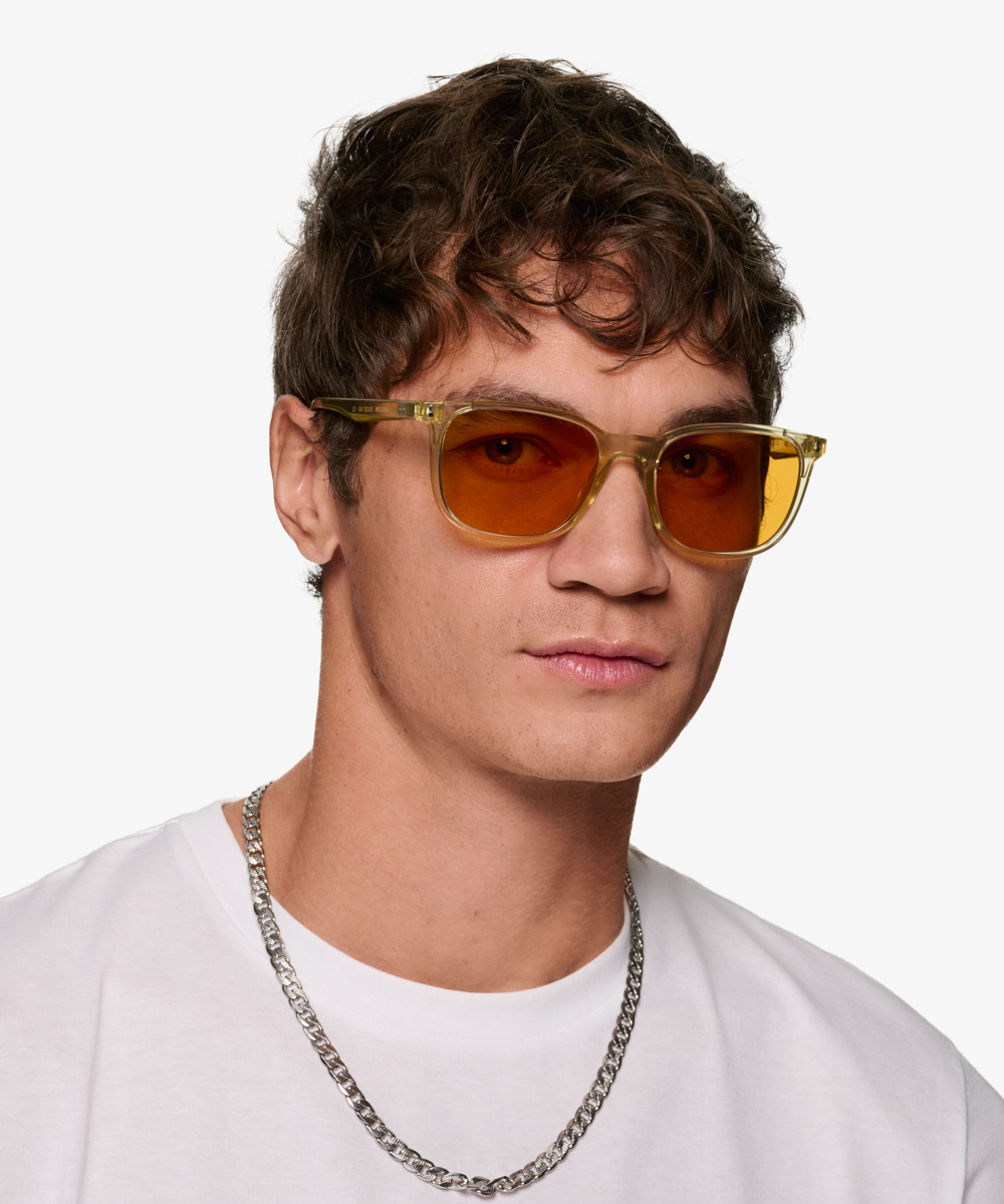 Airglow Square Crystal Yellow Frame Prescription Sunglasses Eyebuydirect