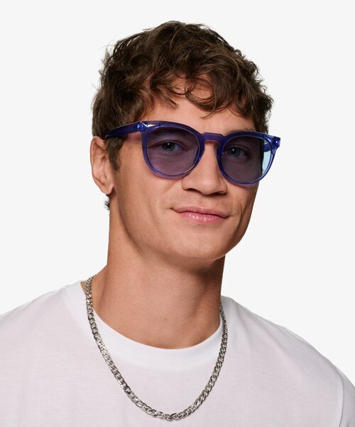 Spoondrift Crystal Blue Eco-friendlySunglass Frames for Men from EyeBuyDirect