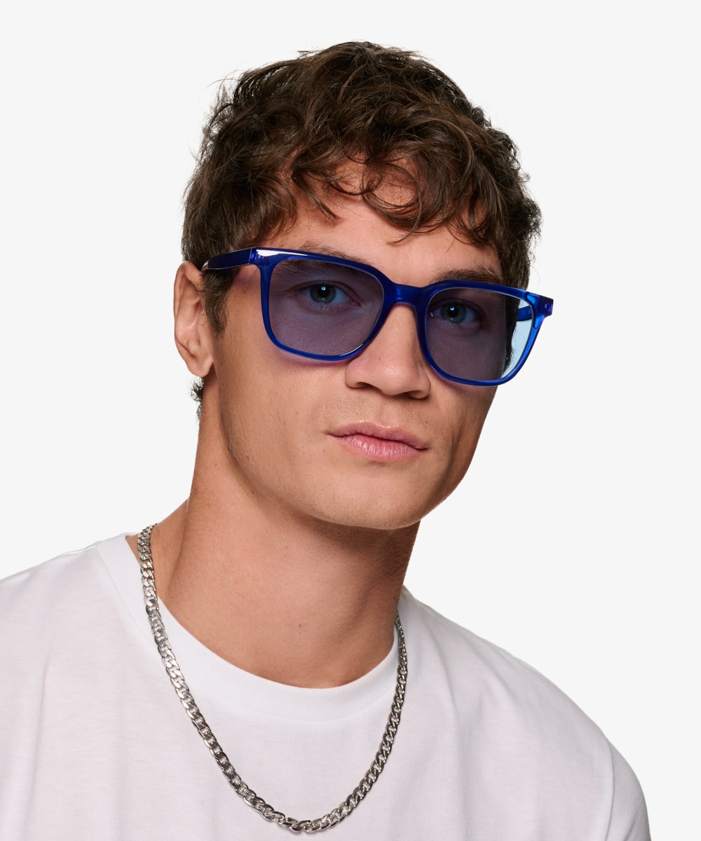 Blue Acetate Unisex Sunglasses With a tinted lenses & Stylish Design