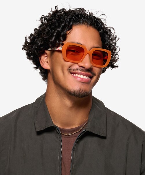 Gouache Milky Orange Flower AcetateSunglass Frames for Men from EyeBuyDirect