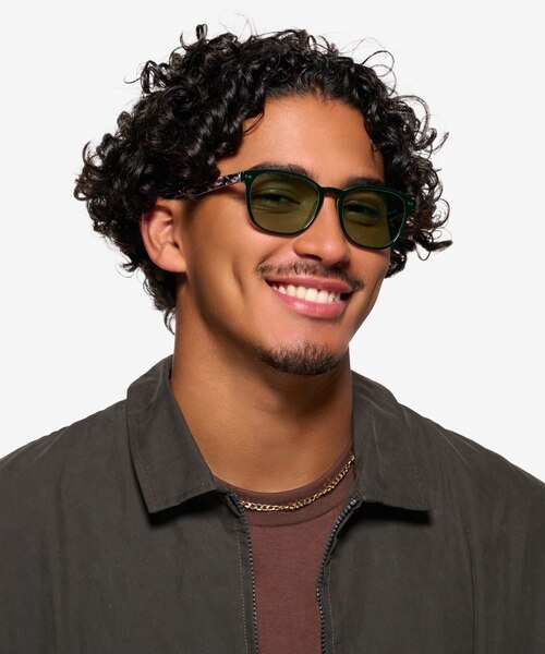 Graffiti Solid Dark Green AcetateSunglass Frames for Men from EyeBuyDirect