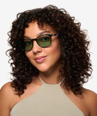 Solid Dark Green Graffiti -  Acetate Sunglasses