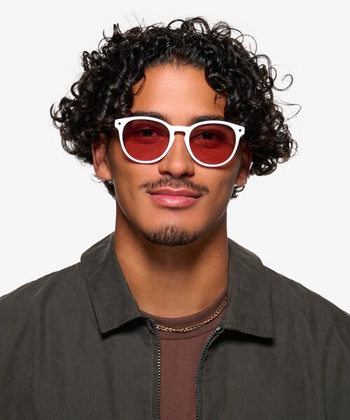 Stucco Solid White AcetateSunglass Frames for Men from EyeBuyDirect
