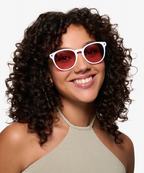 Stucco Solid White AcetateSunglass Frames for Women from EyeBuyDirect