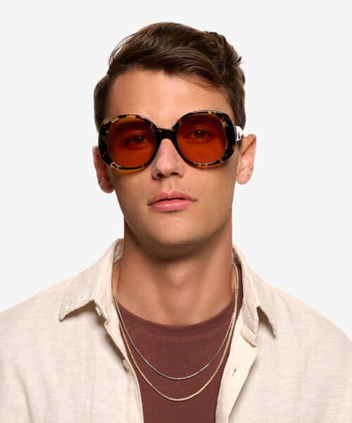 Bernadette Dark Spotty Tortoise AcetateSunglass Frames for Men from EyeBuyDirect