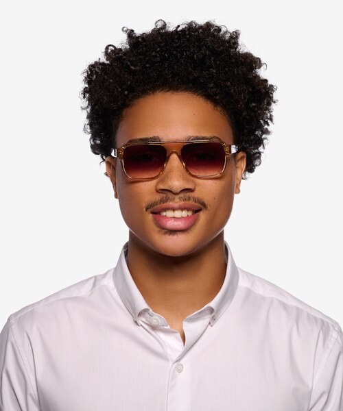 Orin Crystal Brown AcetateSunglass Frames for Men from EyeBuyDirect