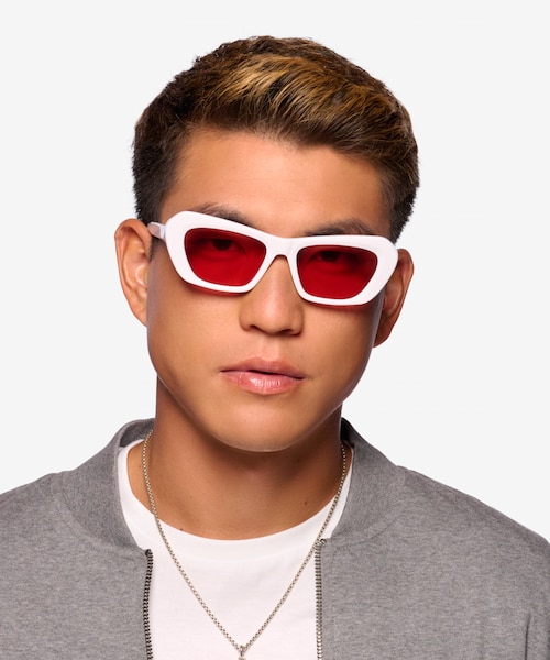 Rosy Solid White AcetateSunglass Frames for Men from EyeBuyDirect