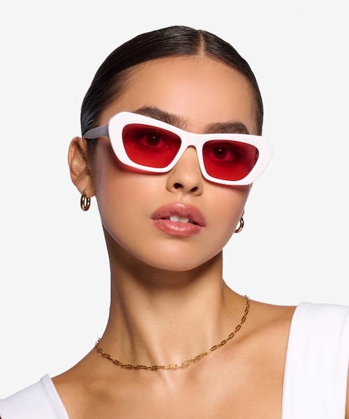 Rosy Solid White AcetateSunglass Frames for Women from EyeBuyDirect