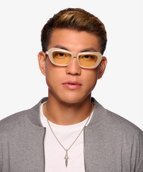 Rosy Cream AcetateSunglass Frames for Men from EyeBuyDirect