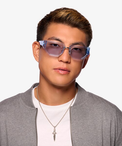 Elate Crystal Blue AcetateSunglass Frames for Men from EyeBuyDirect