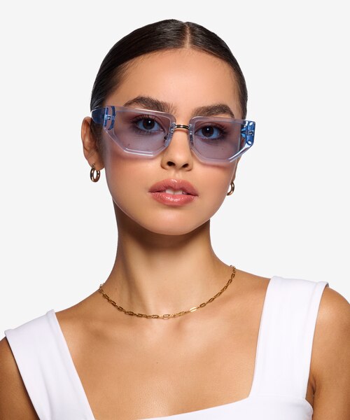 Elate Crystal Blue AcetateSunglass Frames for Women from EyeBuyDirect