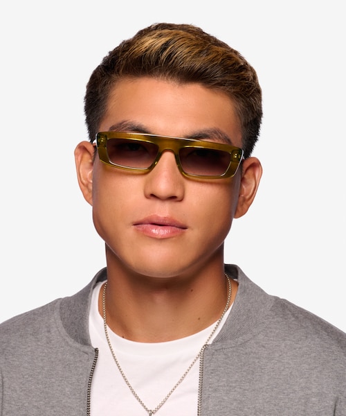 Novo Crystal Olive Green AcetateSunglass Frames for Men from EyeBuyDirect