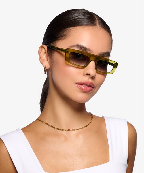 Novo Crystal Olive Green AcetateSunglass Frames for Women from EyeBuyDirect