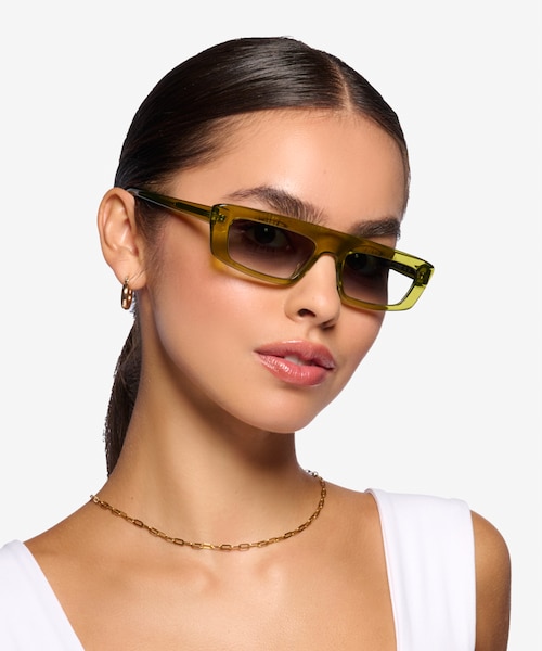 Novo Crystal Olive Green AcetateSunglass Frames for Women from EyeBuyDirect