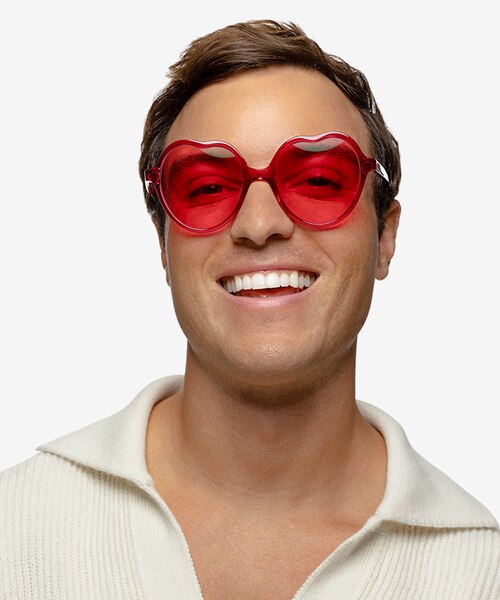 Amora Crystal Red AcetateSunglass Frames for Men from EyeBuyDirect