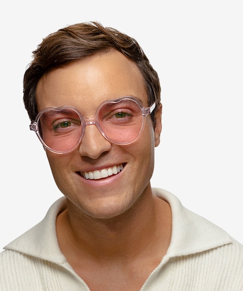 Amora Crystal Light Pink AcetateSunglass Frames for Men from EyeBuyDirect
