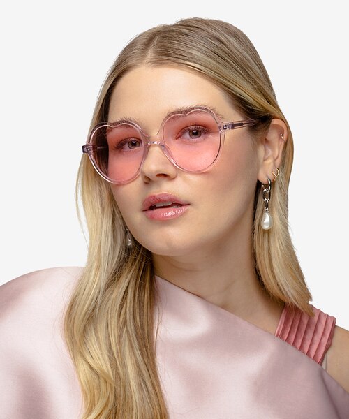 Amora Crystal Light Pink AcetateSunglass Frames for Women from EyeBuyDirect