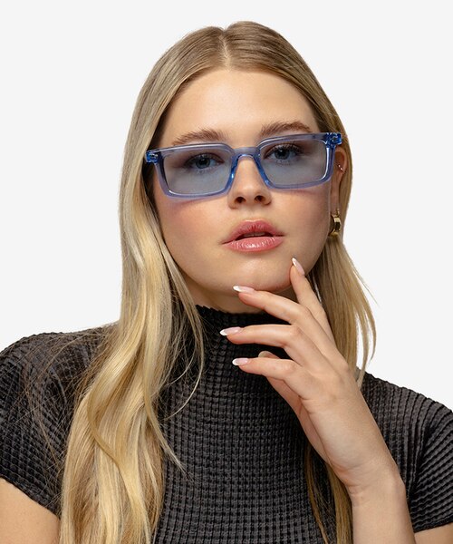Riley Crystal Blue AcetateSunglass Frames for Women from EyeBuyDirect