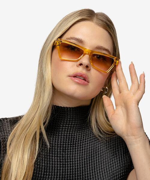 Crystal Yellow Zizi -  Acetate Sunglasses