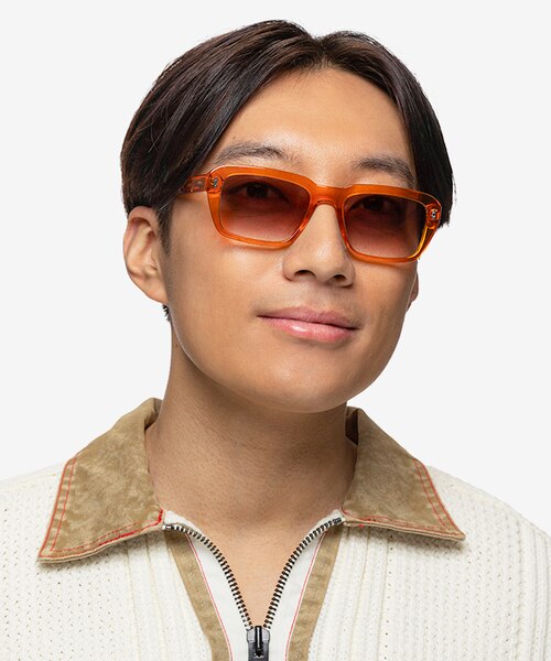 Grounded Crystal Orange AcetateSunglass Frames for Men from EyeBuyDirect