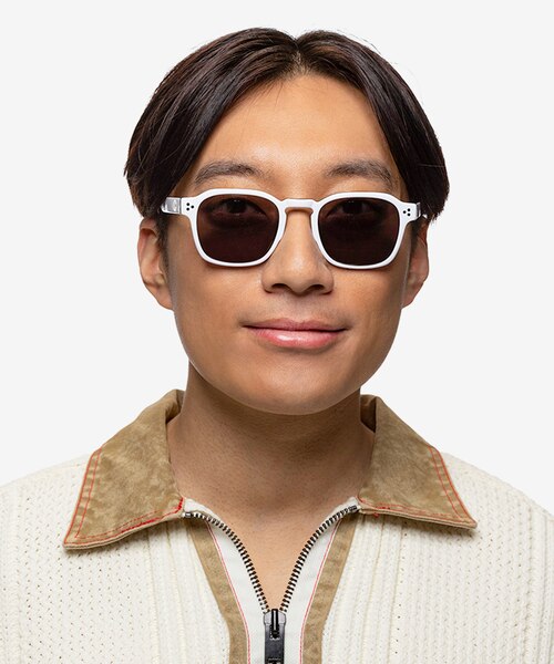 Reframe White Black AcetateSunglass Frames for Men from EyeBuyDirect