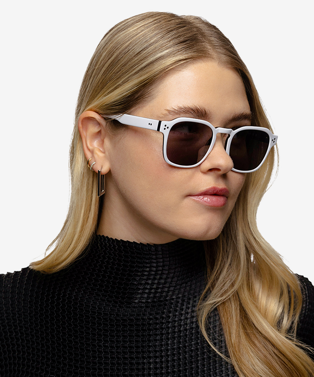 Reframe Frame Reframe - Square White Black Frame Prescription Sunglasses | Eyebuydirect